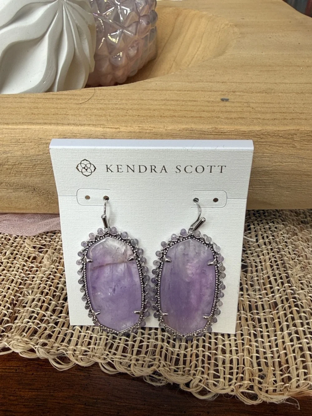 Kendra Scott Beaded Danielle Statement Earrings Amethyst Silver